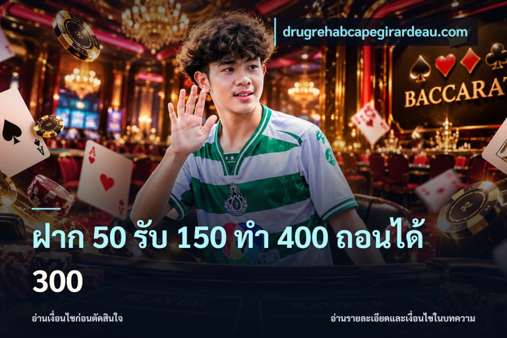 ฝาก 50 รับ 150 ทํา 400 ถอนได้ 300